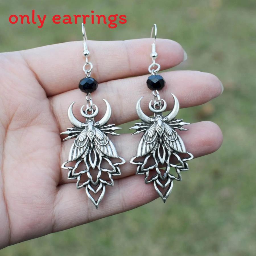 Moon Star Dangle Earrings For Women In Electroplated Alloy With Gothic Style