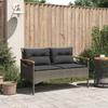 Garden Bench with Cushions 116x62.5x74 Cm Grey Poly Rattan