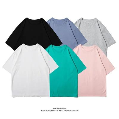 100% Cotton Men Half Sleeve Men's T Shirt Women Short-sleeved T-shirt Loose Casual Basic Oversized Shirt O-neck Solid Color