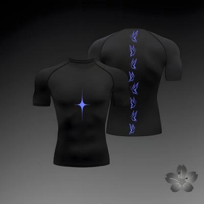 Magliette a Compressione Grafiche Anime per Uomo Sportive Asciugatura Rapida T-shirt Top Maglie Intime per Palestra Allenamento Manica Corta Muta