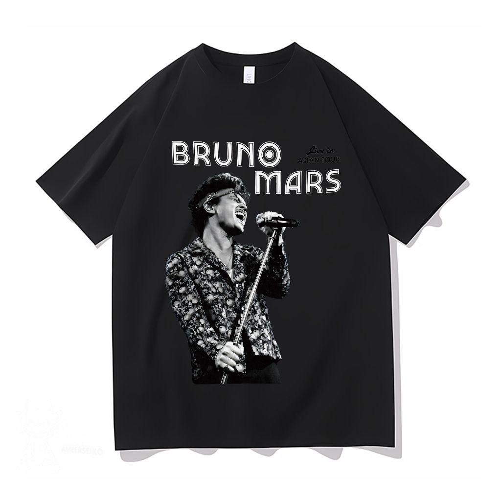 Bruno Mars Concert American Tshirt Street Cross Border Trendy Brand Retro Printed Loose Short Sleeve 2026 Hot Sale