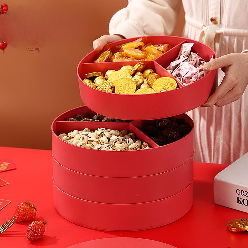 Creative New Year Candy Box Light Luxury Household Snack Dried Fruit Storage Box Wedding Festive Multi-Grid Nut Plate