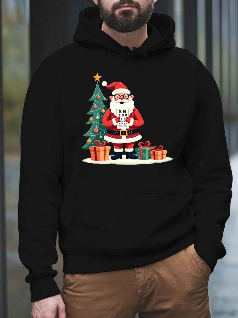 A Cozy Hoodie Featuring Santa Claus, Perfect for The Youth During The Fall And Winter Seasons. Thi