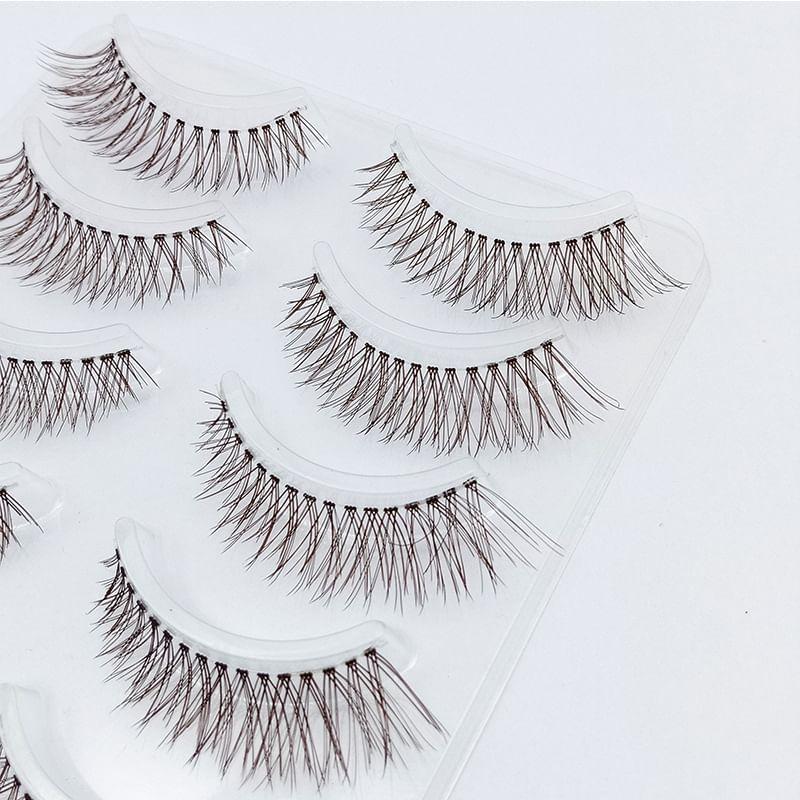 Lashie - Set of 5 Pairs: Criss Cross Clear Band False Eyelashes
