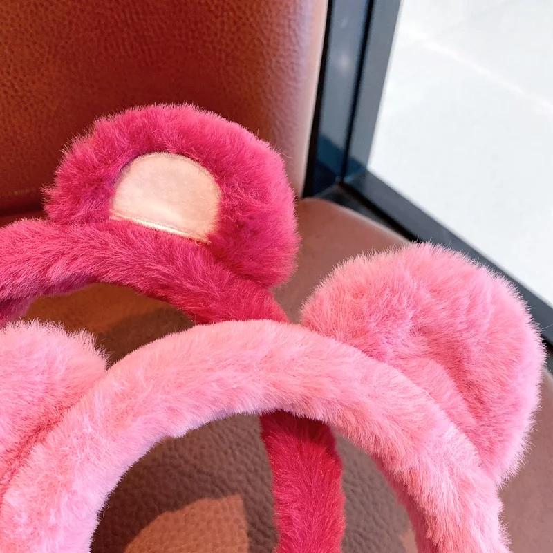 New Fashion Plush Headband Women Cute Pink Bear Korean Version Face Wash CaomeiBear Hairband Girl Hair Accessories