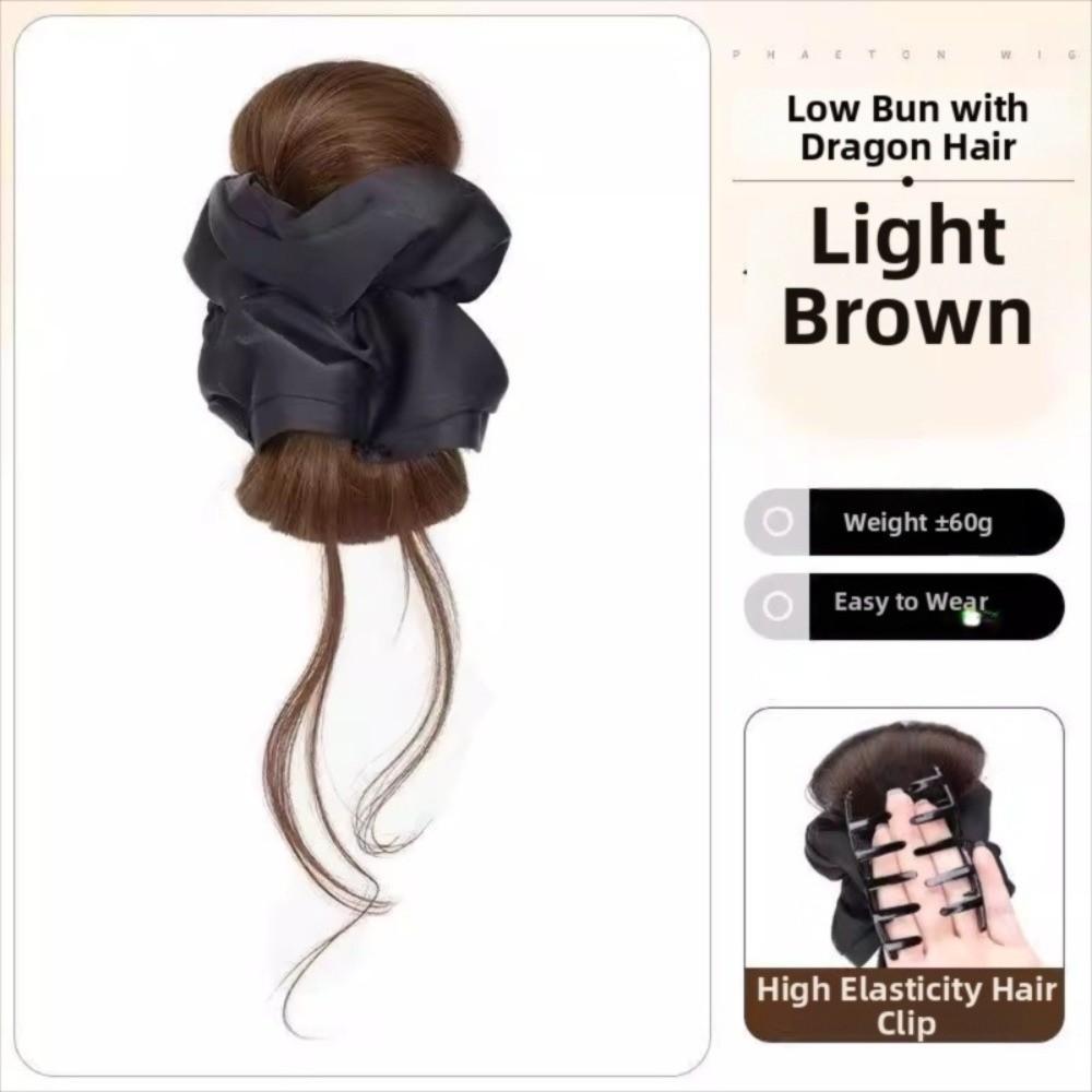 Elegant Synthetic Hair Bun Headband Scrunchie Flower Bun Head Wig  Daily Use