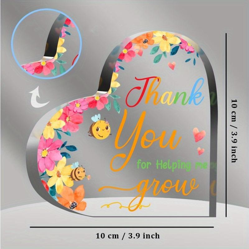 "Thank You for Helping Me Grow" Teacher Keepsake - 3.9x3.9 Inch Appreciation Gift