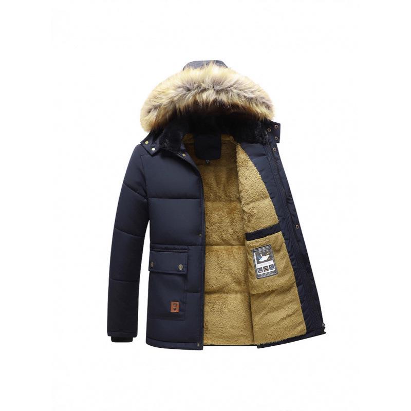 European Men's Velvet-Lined Cotton Jacket - Trendy, Warm and Stylish for Middle-aged and Elderly
