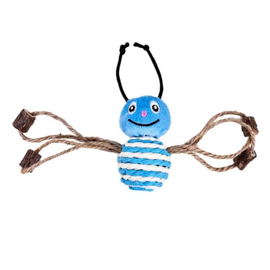 Interactive Sisal Cat Toy with Rattle Sound Sisal Hemp Bee Shape Cat Teaser with Natural Actinidia Polygama for Indoor Cats синий