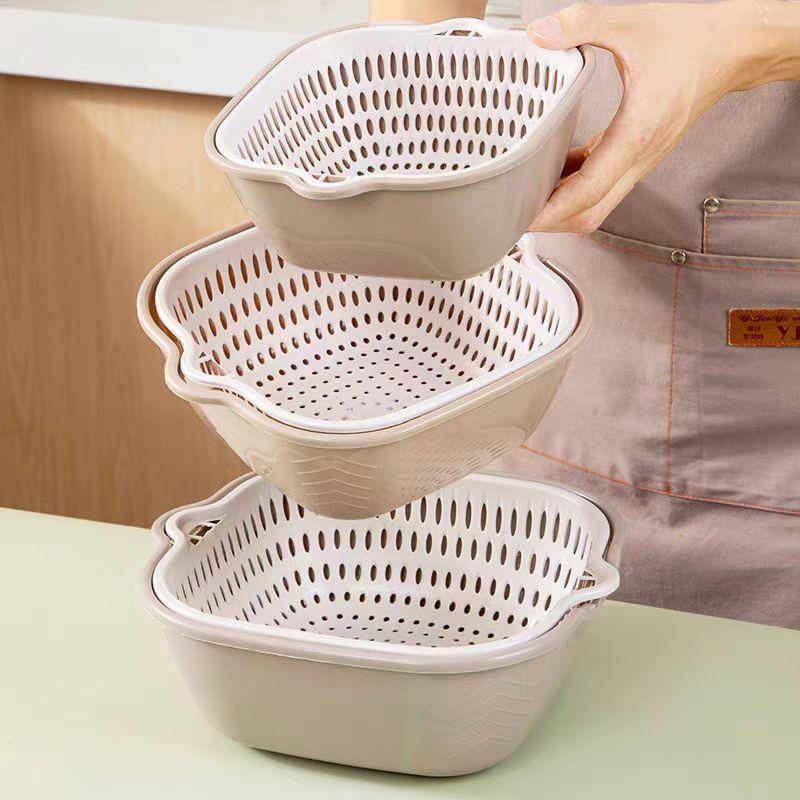 2/6/8Pcs Kitchen Sink Vegetable Drainer Fruit Basket For Fruit Washing Plastic Basin Vegetable Washing Basin Drain Basket Basin