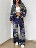 Flame Pattern Splicing Autumn And Winter New European And American Women'S Clothing Retro Pattern Printing Suit Women