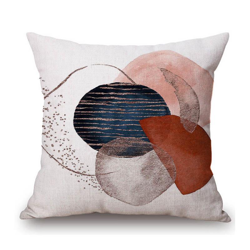 Nordic Abstract Geometric Modern Art Terra Cotta Modern Art Cotton Linen Sofa Throw Pillow Case Home Decorative Cushion Cover