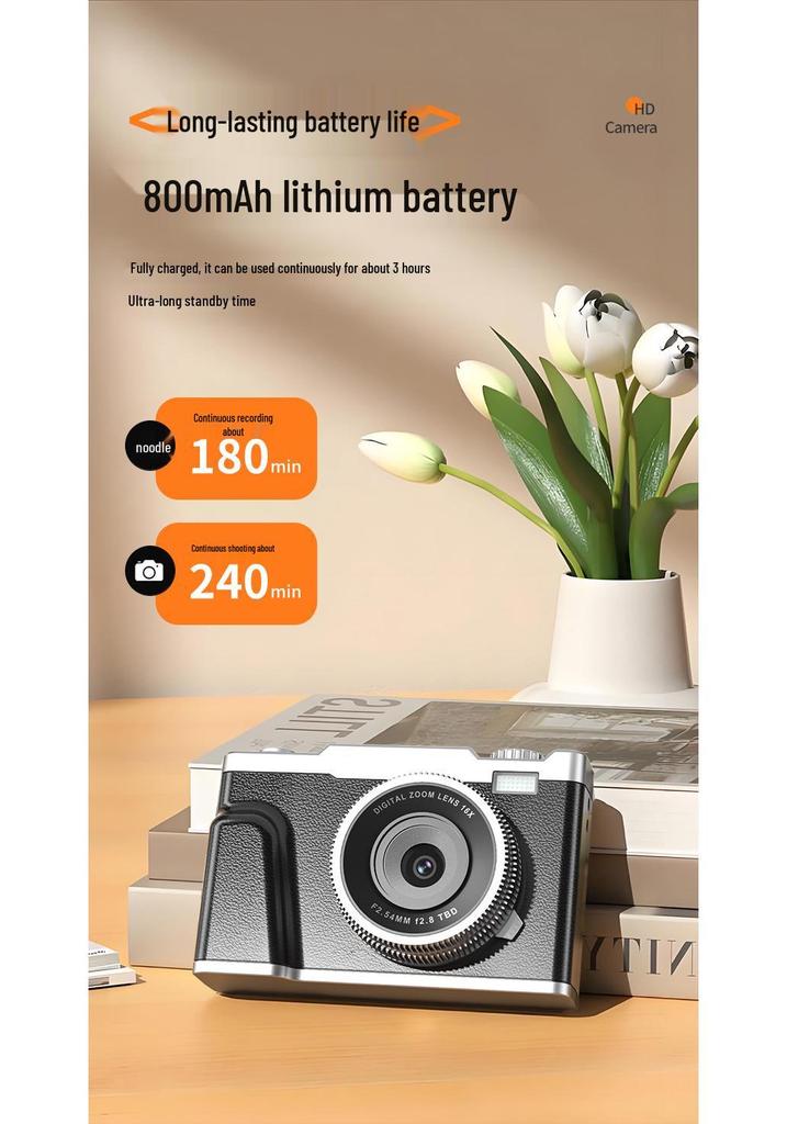 Dual Lens HD Digital Camera for Student and Travel Vlogging