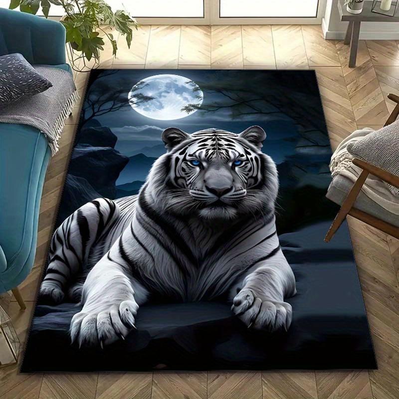 Luxuriöser Samt-Nachttiger-Teppich für Schlafzimmer und Wohnzimmer, Heimdekoration, rutschfeste Matte für das Bett