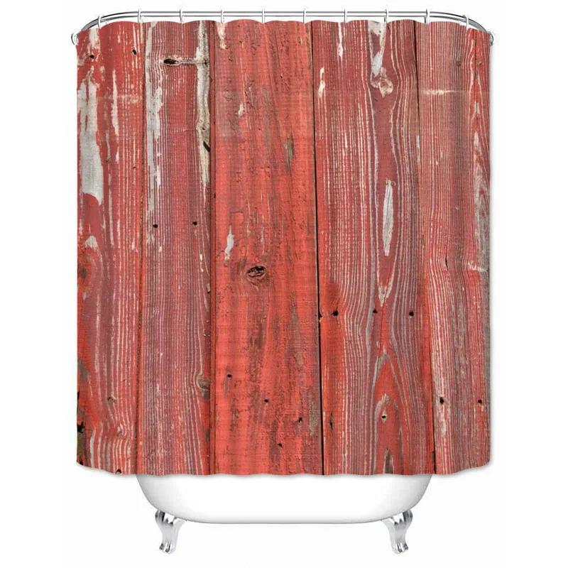 Rustic Shower Curtain Vintage Vertical Wood Planks Distressed Rustic Hardwood Design Fabric Bathroom Curtains Decor with Hooks