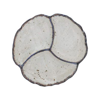 Tableware East 3-Divider Plate 20.5cm Flower-shaped Penetration Divider Plate Japanese Tableware