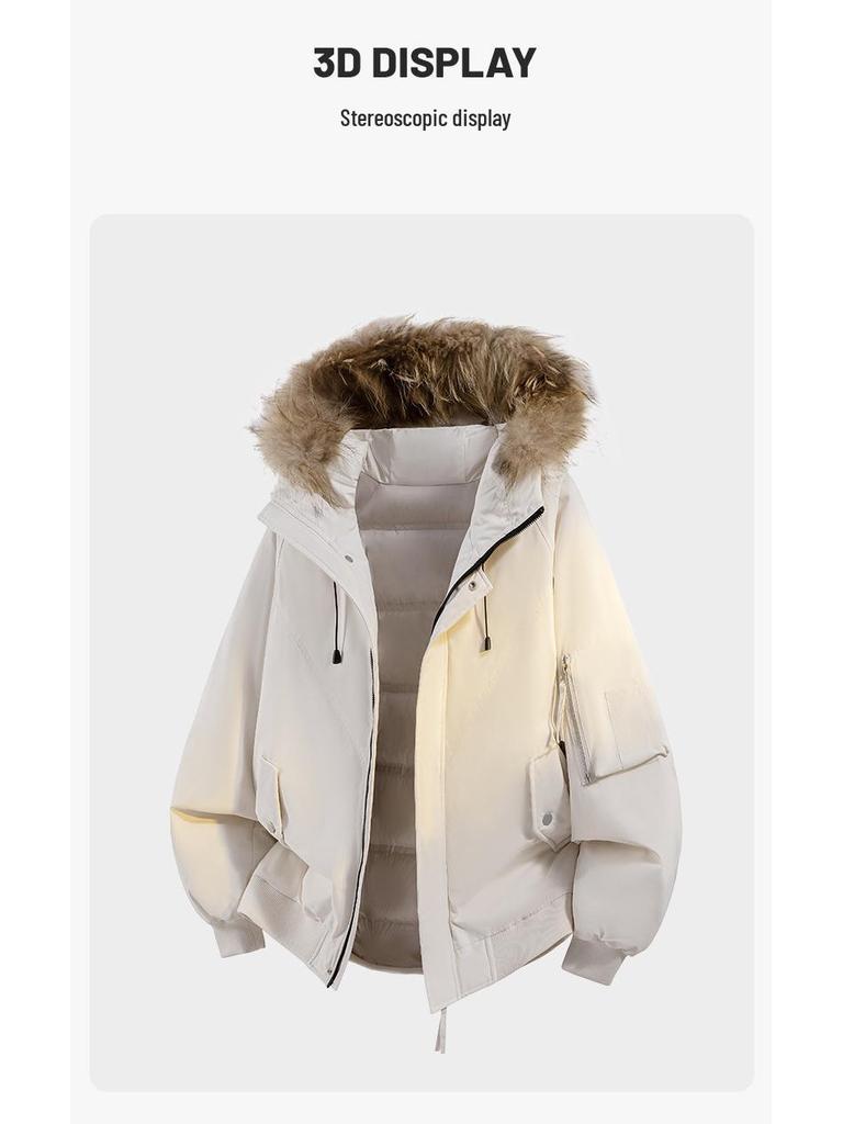 Parka d'hiver haut de gamme unisexe avec capuche et col en fourrure – Veste de ski style montagne trois-proofs