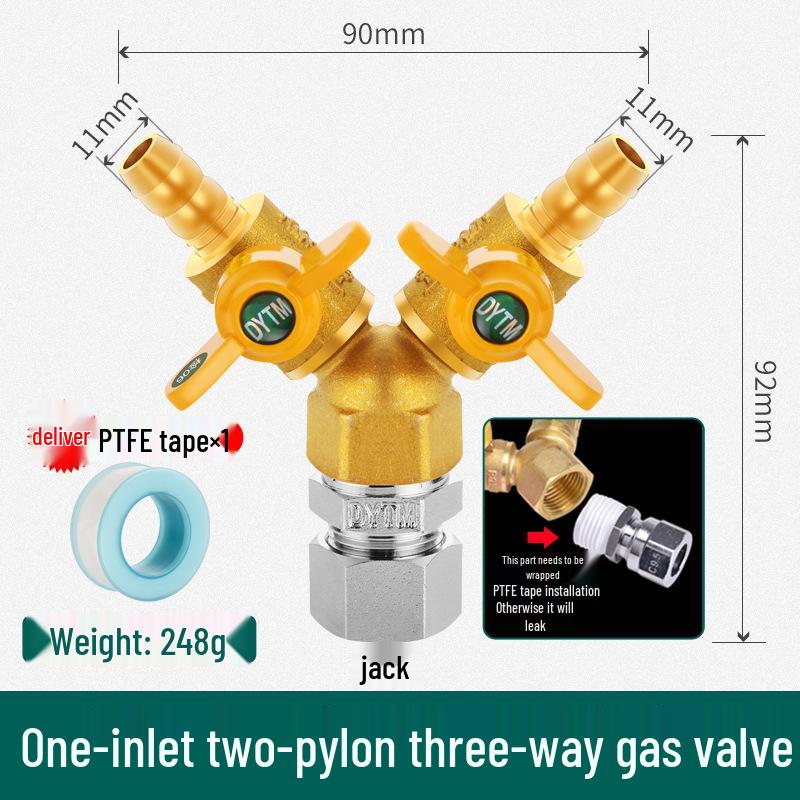 Shieldyun Gas Three-Way Valve with Switch for Natural Gas Meter Pipeline - Ball Valve Connector