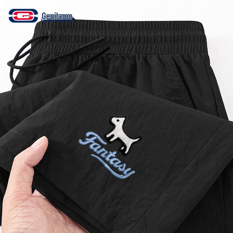 GENIOLAMODE Men s Ice Silk Breathable Printed Casual Shorts M