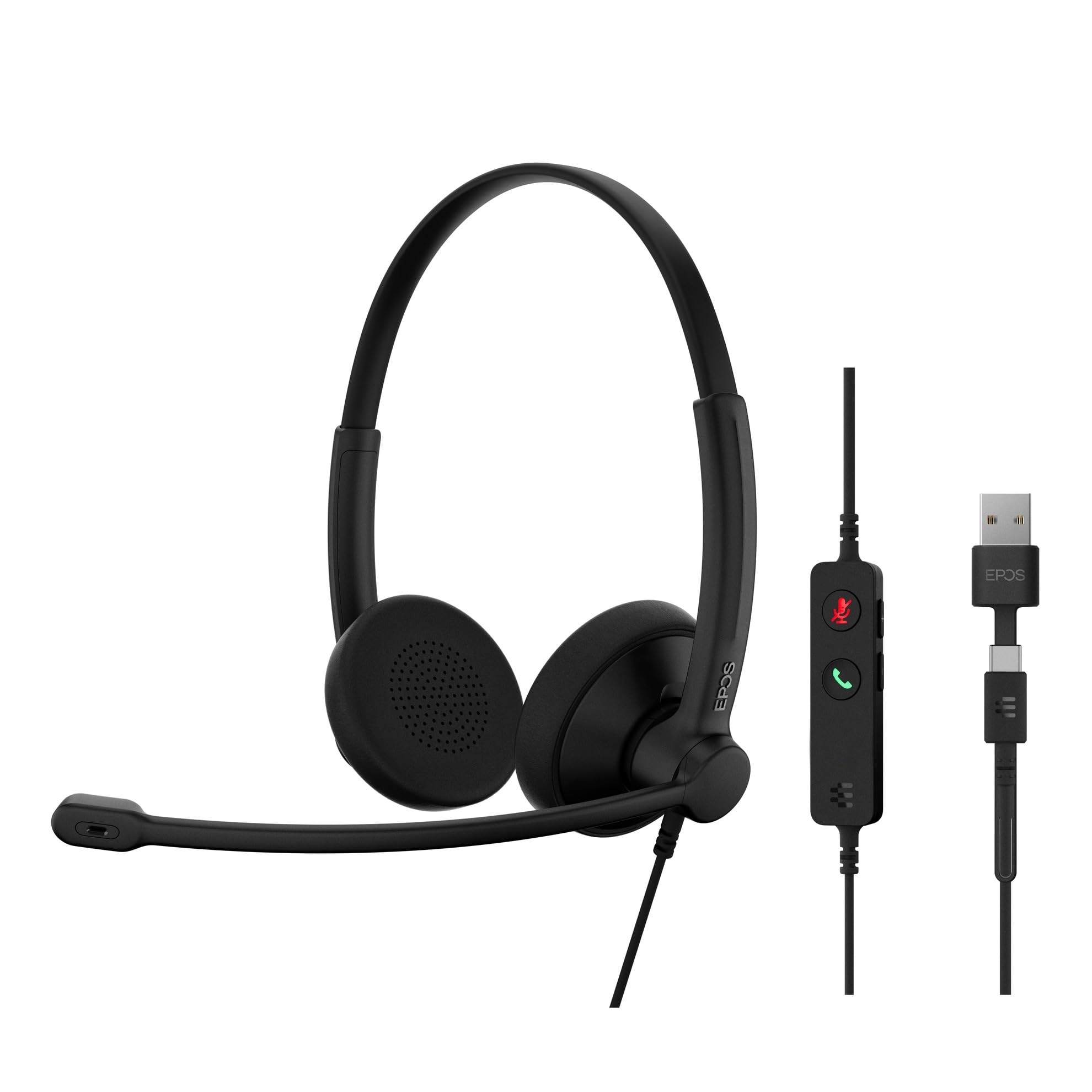 

EPOS IMPACT 100 UC Stereo Headset Universal Noise USB UC Professional Soft Ear Black USB-C+A - Communication, Cancelling, Lightweight, Adapter, чёрный