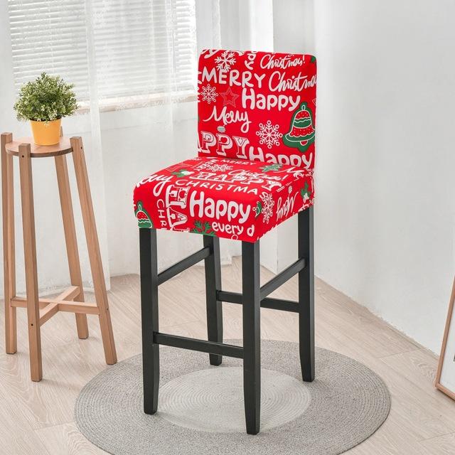 Elastic Short Chair Furniture Cover Spandex Fabric Printed Bar Stool Seat Covers Chair Protector Slipcovers For Cafe Dining Space Kitchen Washable