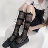 Lace Ribbon Ballet Middle Tube Socks Mesh Breathable Ruffle Trim Bow Lace Socks Bowknot Design Lolita Stockings Women