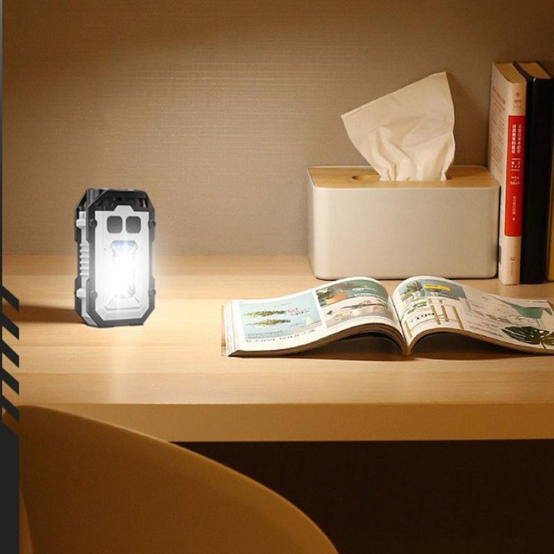 LED Mini Portable Keychain Lamp Multi-functional Strong Magnet COB Flashlight Emergency Lighting and Warning Light