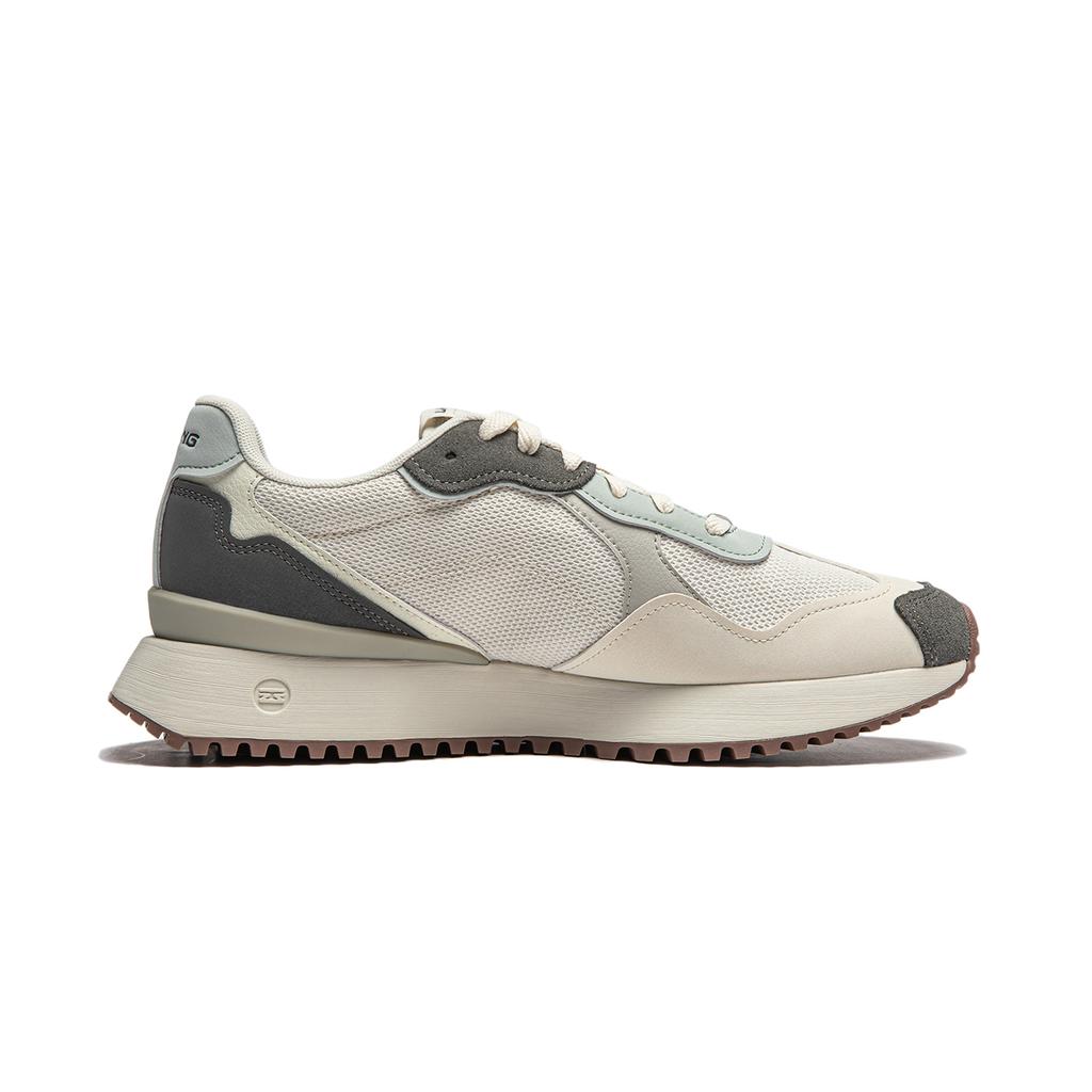 New LINING Sports Life Collection Casual Shoes Men's Low top Pearl White/Stone Gray/Water Gray Green AGCU113-2