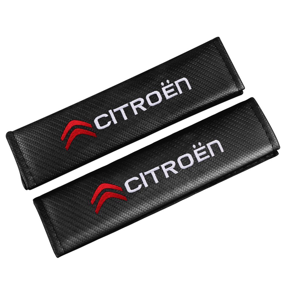 

2PCS Car Logo Carbon Fiber Seat Belt Shoulder Pad Protector Pad For Citroen C4L VTS C-ELYSEE C3-XR C1 C2 C3 C4 DS Celysee Saxo
