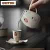 180ml Hand-painted Strawberry Ceramic Fair Cup with Handle Anti Scalding Tea Pitcher Tea Dispenser Justice Cup Kung Fu Teaset