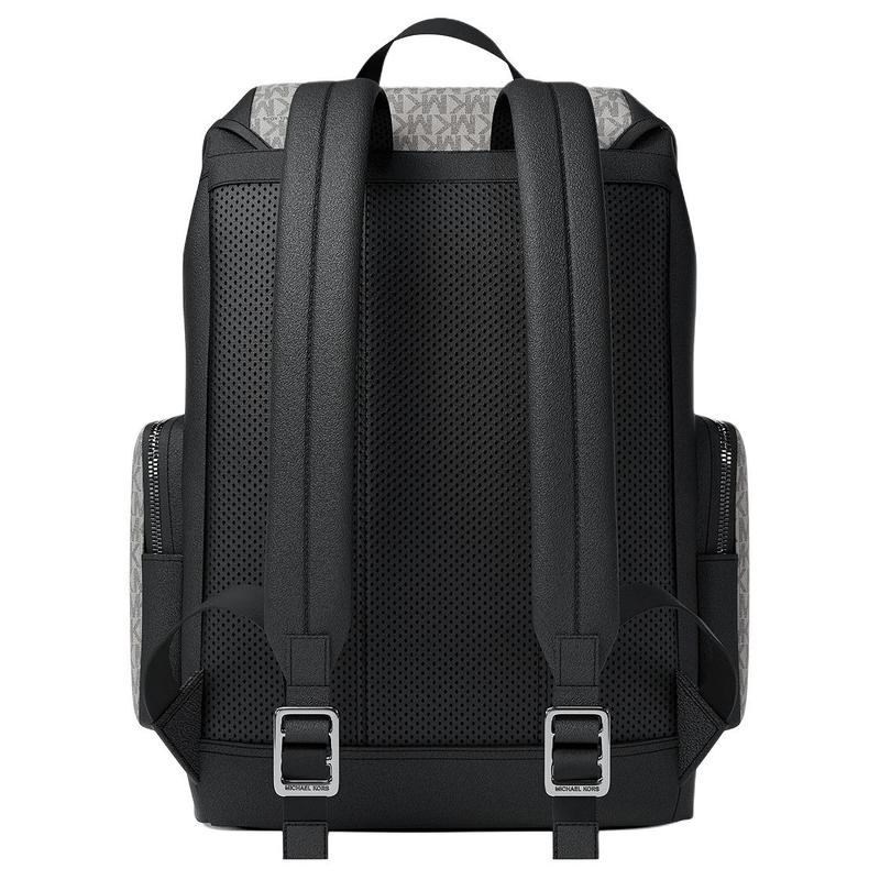 Michael Kors COOPER Kontrastfarben Design Altblumenmuster Metallzubehör beschichtetes Segeltuch Rucksack Herren Schwarz