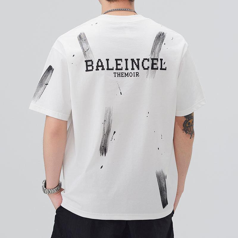 Mens Latest Summer Relaxed Fit Round Neck Short-sleeved T-shirt Thin Printed Short T-shirt