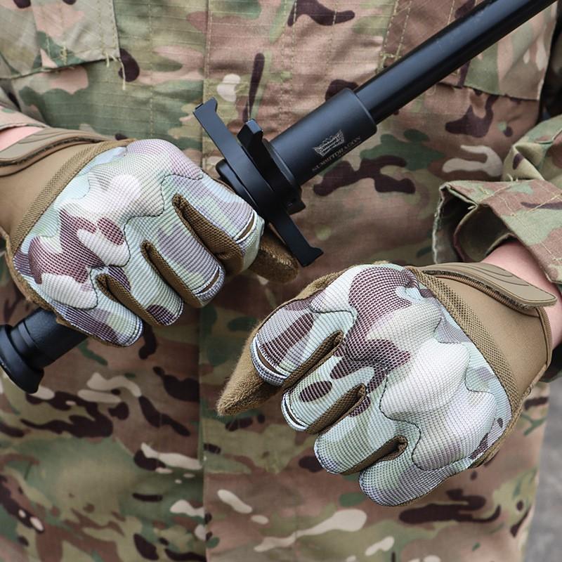 Tactical Cycling Gloves Men Outdoor Sports Touchscreen Compatible Anti-Slip Full Finger Nylon Riding Gear