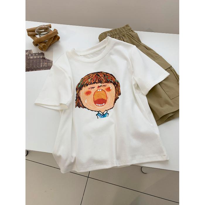 

Летние футболки из чистого хлопка, женские футболки с коротким рукавом и круглым вырезом, забавные футболки с героями мультфильмов, повседневные эластичные облегающие укороченные топы y2k, женская одежда XL