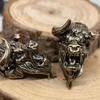 Bull Head Yak Brass Knife Beads EDC DIY Woven Bracelets Lanyard Key Chain Pendant Accessories Men Outdoor Tool Hangings Charms