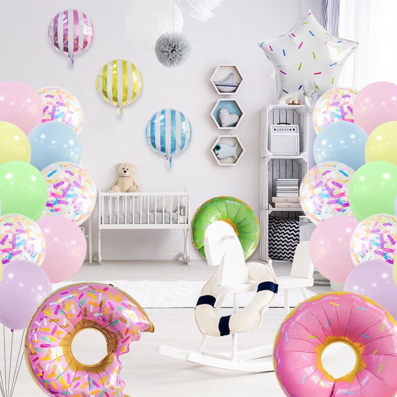 Donut-themed Aluminum Film Balloon Set for Children's Birthday Party Decoration
