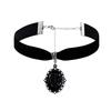 Gothic Temperament Oval Lacework Purple Rose Flower Resin Pendant Velvet Collar Necklace for Women Men Hallowmas Jewelry Gifts