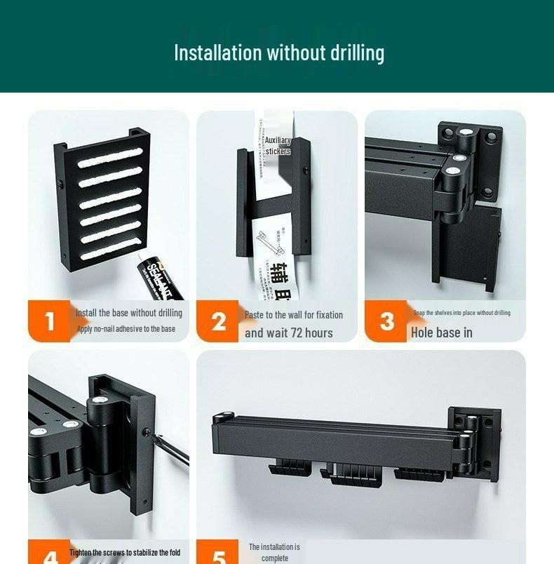 Invisible No-Drill Folding Balcony Clothes Rack & Drying Rod