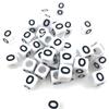 6x6mm Black Letter Beads On White Acrylic Squares for DIY Jewelry and Creative Accessories