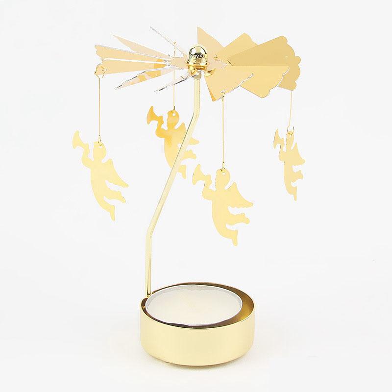 Gol2026 Christmas Tree Snowman Santa Birthday Angel Fairy Spinning Rotating Carousel Candle Holder Tealight Drop Shipping