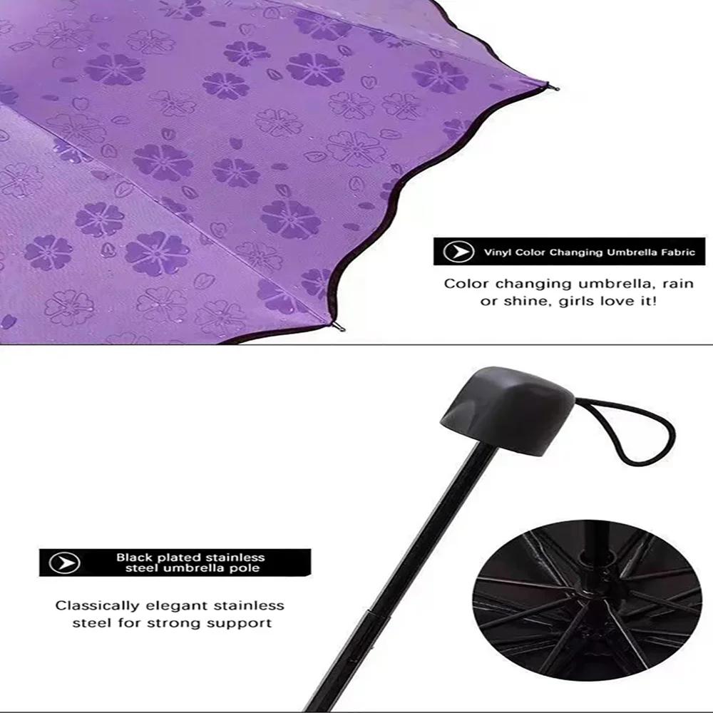 Red Leaf Portable Manual Folding Umbrella Flowering Umbrella In Water Black Glue Coated Light Weight UV Umbrella