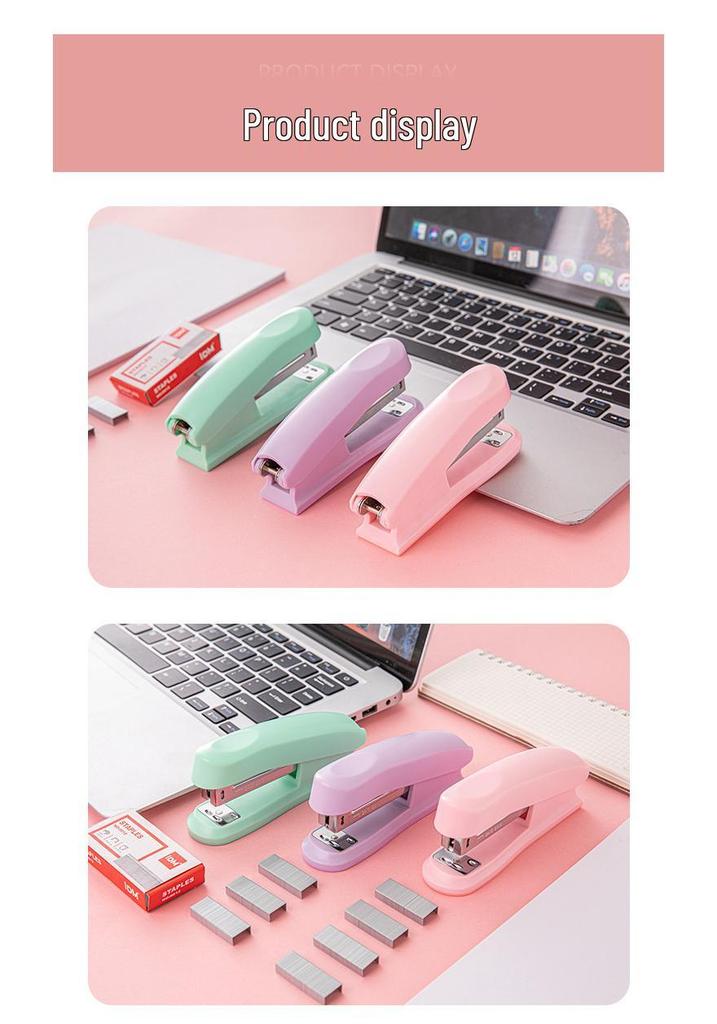 Macaron Color Effort-Saving Medium Stapler No. 12: Portable High-Performance Stationery for Office & Students