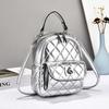 Deluxe Mini Grid Pattern Crossbody Shoulder Bag Women's Trendy PU Leather Handbag with Chain