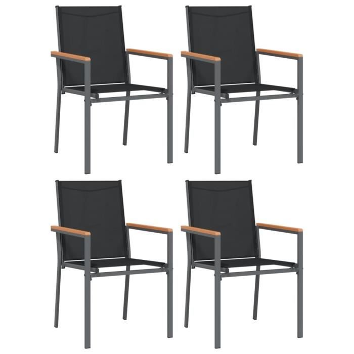 VidaXL Chaises de jardin lot de 4 noir 55x61,5x90cm textilène et acier 3187085