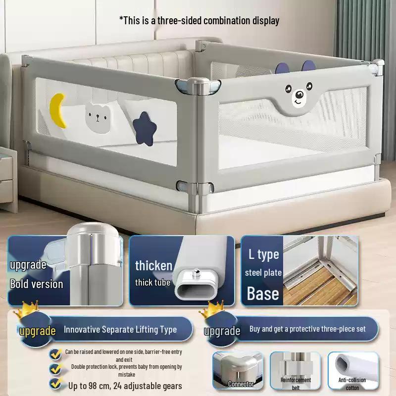 Nuofanya Three-Sided Bed Rail: Baby Anti-Fall Guard, Anti-Drop Barrier, Child Safety Baffle, Bed Guardrail.