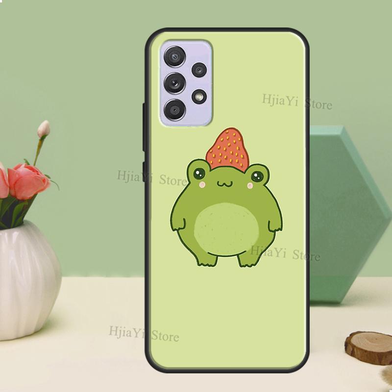 Cute Green Frog Case For Samsung A54 A34 A24 A14 A51 A71 A12 A22 A32 A52 A72 A73 A33 A53 A13 Back Cover
