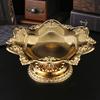 1pc burronwood Elegant Golden Metal Fruit Tray with Tall Feet, for Home, Temple, or Offering  Durable Cast Iron Construction, Dining,