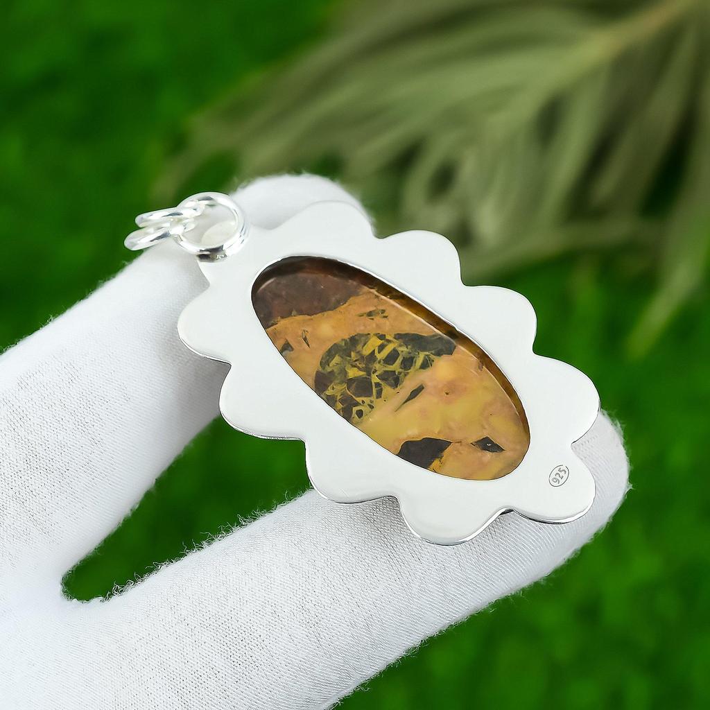 Natural Bauxite Gemstone Pendant 925 Sterling Silver Indian Jewelry For Women