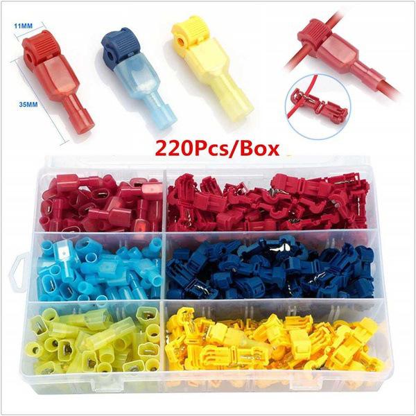 

220pcs T-Type Insulation Displacement Connectors & Fully Insulated Nylon Terminals with Main Line Alligator Clips