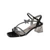 Rhinestone butterfly temperament sexy high heels 2025 women's new summer fashion one-word buckle stiletto sandals